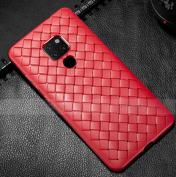 Custodia Silicone Morbida In Pelle Cover S01 per Huawei Mate 20 Rosso