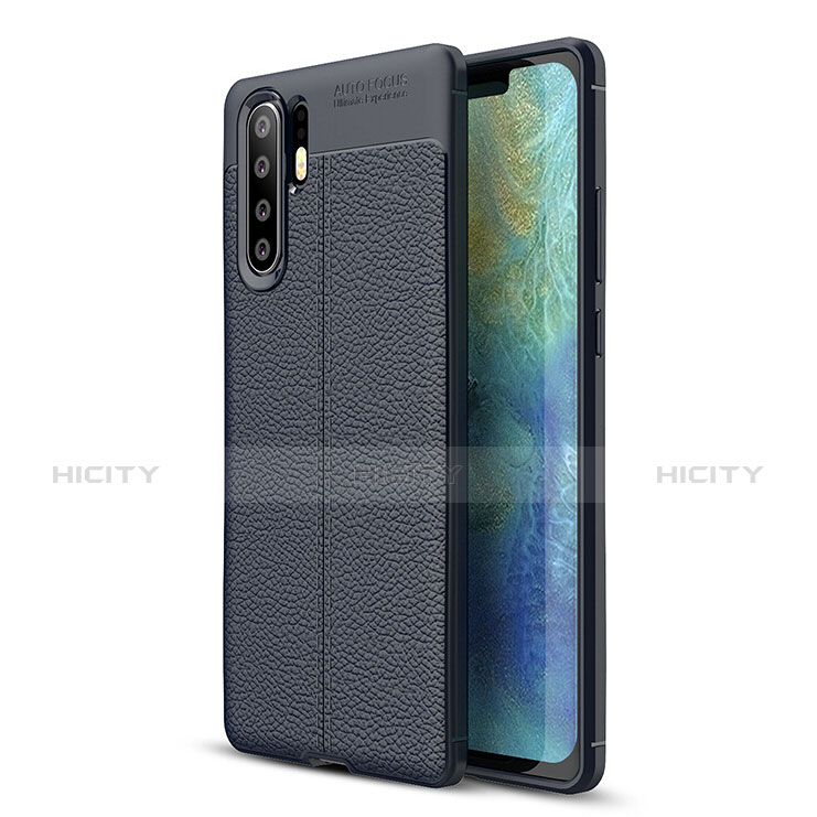 Custodia Silicone Morbida In Pelle Cover S01 per Huawei P30 Pro Blu