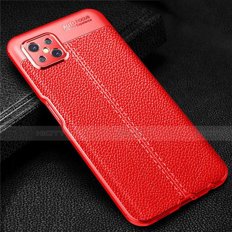 Custodia Silicone Morbida In Pelle Cover S01 per Oppo Reno4 Z 5G Rosso