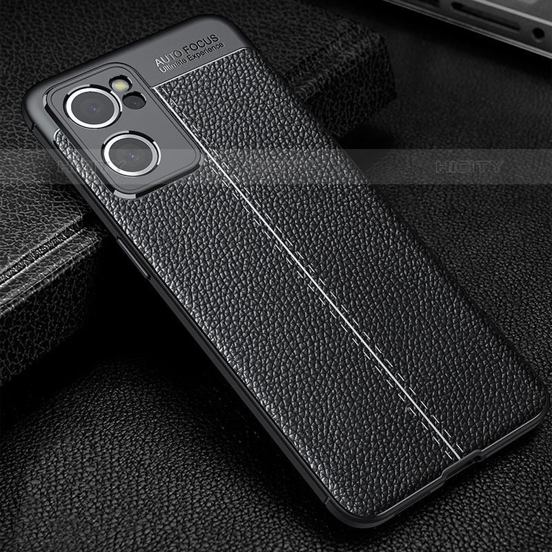 Custodia Silicone Morbida In Pelle Cover S01 per Oppo Reno7 SE 5G Nero