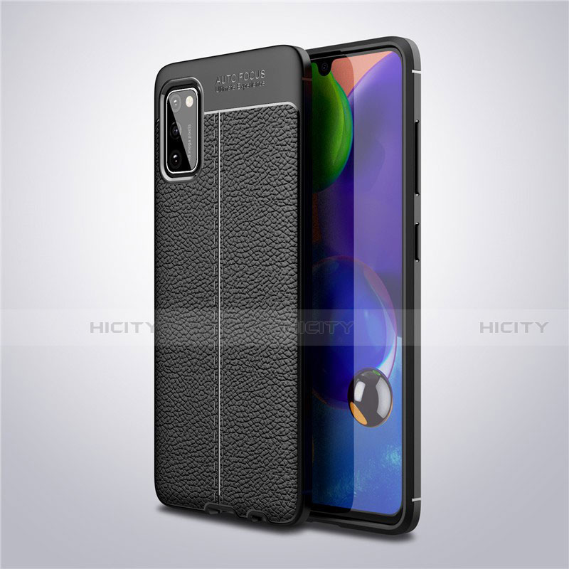 Custodia Silicone Morbida In Pelle Cover S01 per Samsung Galaxy A41 Nero