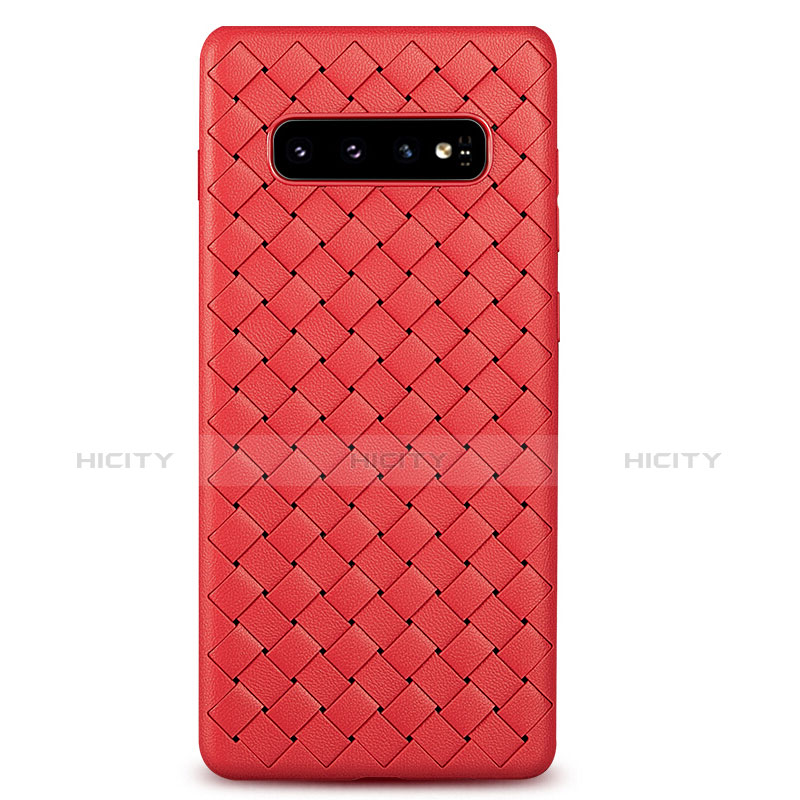 Custodia Silicone Morbida In Pelle Cover S01 per Samsung Galaxy S10 Plus Rosso