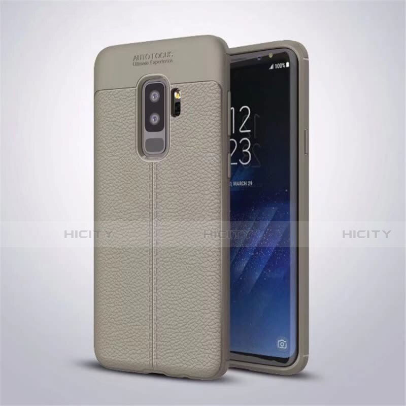 Custodia Silicone Morbida In Pelle Cover S01 per Samsung Galaxy S9 Plus Grigio