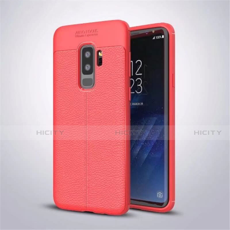 Custodia Silicone Morbida In Pelle Cover S01 per Samsung Galaxy S9 Plus Rosso