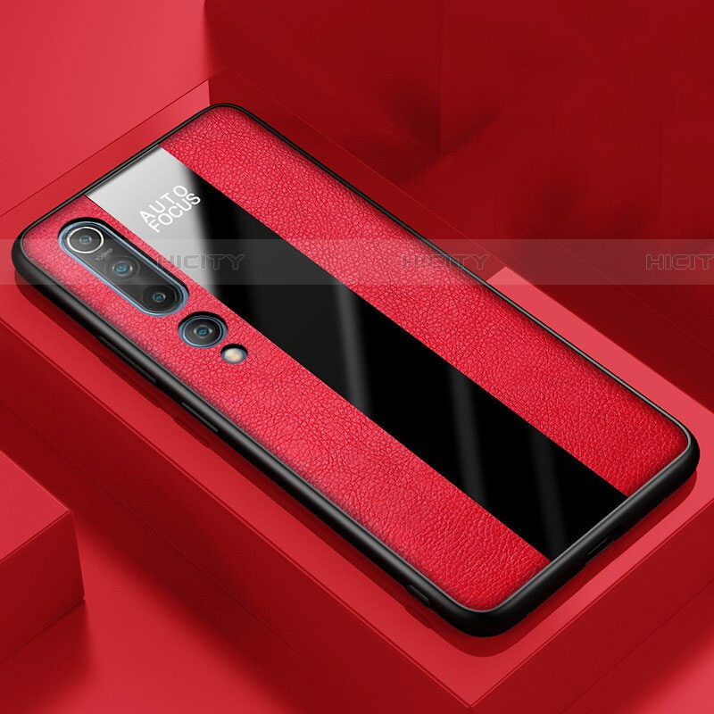 Custodia Silicone Morbida In Pelle Cover S01 per Xiaomi Mi 10 Rosso