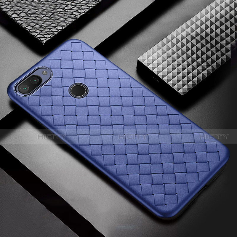 Custodia Silicone Morbida In Pelle Cover S01 per Xiaomi Mi 8 Lite Blu