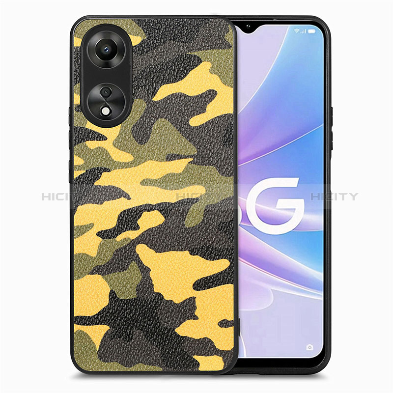 Custodia Silicone Morbida In Pelle Cover S01D per Oppo A58 5G Giallo