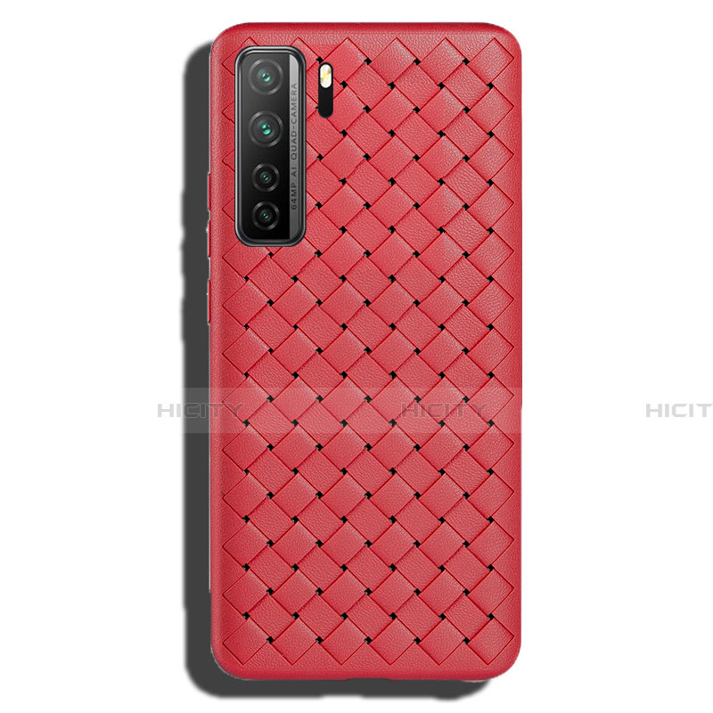 Custodia Silicone Morbida In Pelle Cover S02 per Huawei Nova 7 SE 5G Rosso