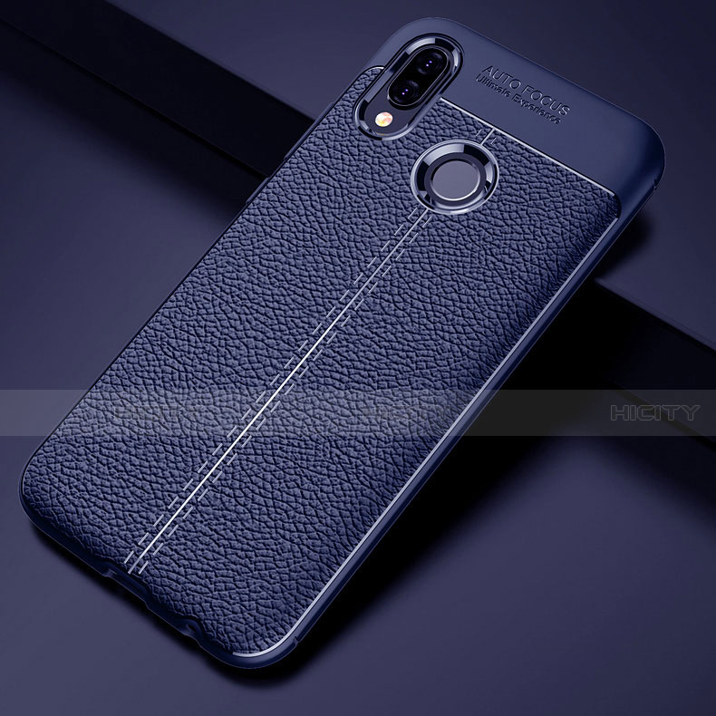Custodia Silicone Morbida In Pelle Cover S02 per Huawei P20 Lite Blu