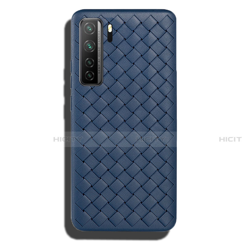 Custodia Silicone Morbida In Pelle Cover S02 per Huawei P40 Lite 5G Blu
