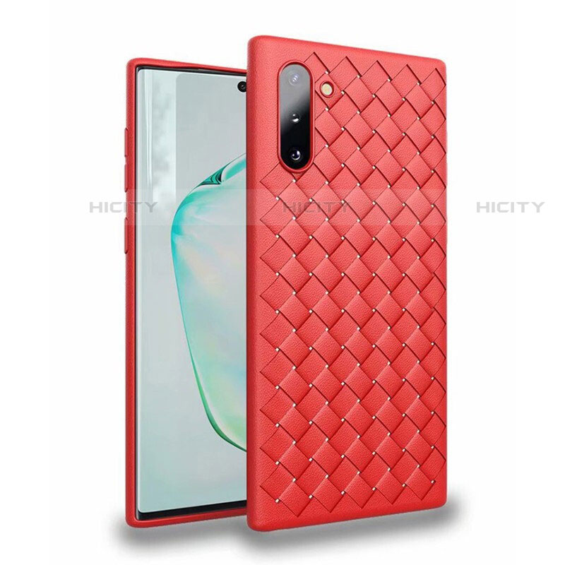 Custodia Silicone Morbida In Pelle Cover S02 per Samsung Galaxy Note 10 Rosso