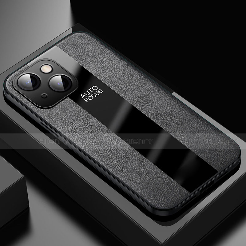 Custodia Silicone Morbida In Pelle Cover S04 per Apple iPhone 13 Mini Nero