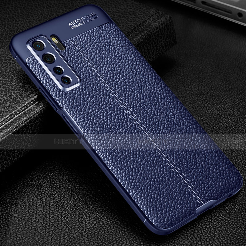 Custodia Silicone Morbida In Pelle Cover S04 per Huawei P40 Lite 5G Blu