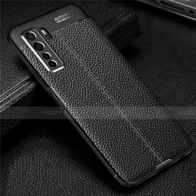 Custodia Silicone Morbida In Pelle Cover S04 per Huawei P40 Lite 5G Nero