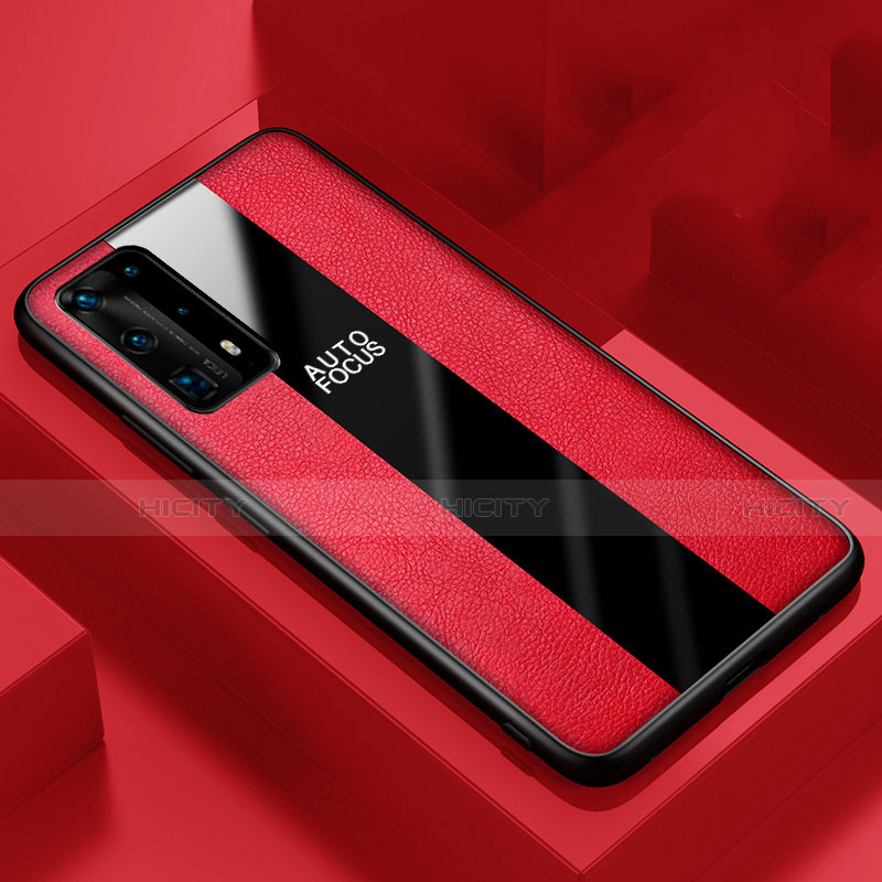 Custodia Silicone Morbida In Pelle Cover S04 per Huawei P40 Pro+ Plus Rosso