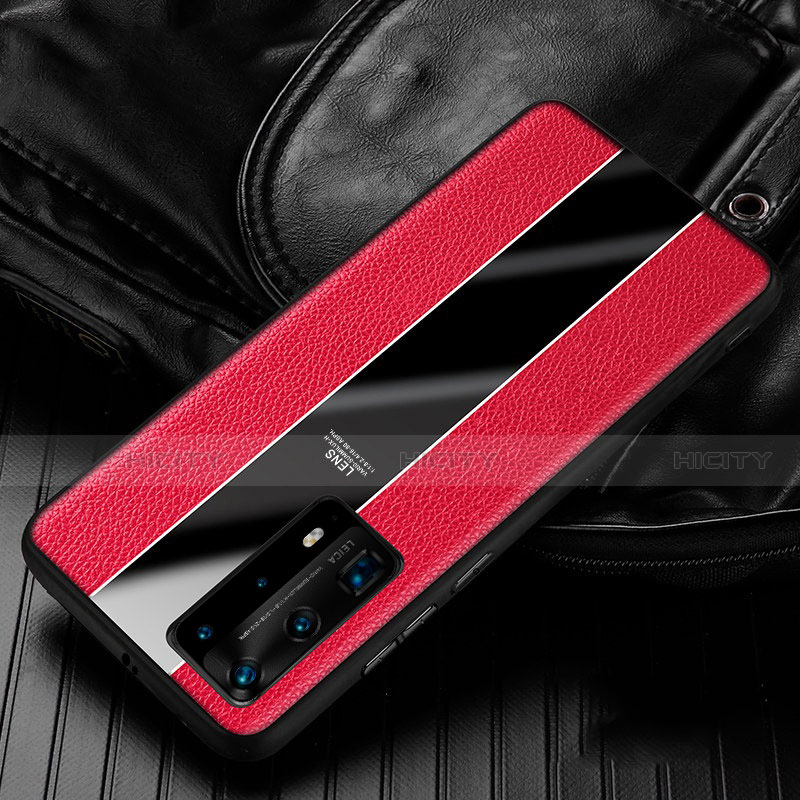 Custodia Silicone Morbida In Pelle Cover S05 per Huawei P40 Pro+ Plus Rosso