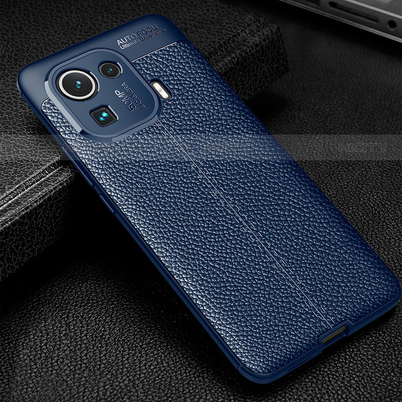 Custodia Silicone Morbida In Pelle Cover S06 per Xiaomi Mi 11 Pro 5G Blu