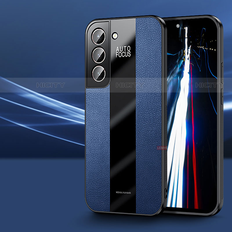 Custodia Silicone Morbida In Pelle Cover S07 per Samsung Galaxy S22 5G Blu