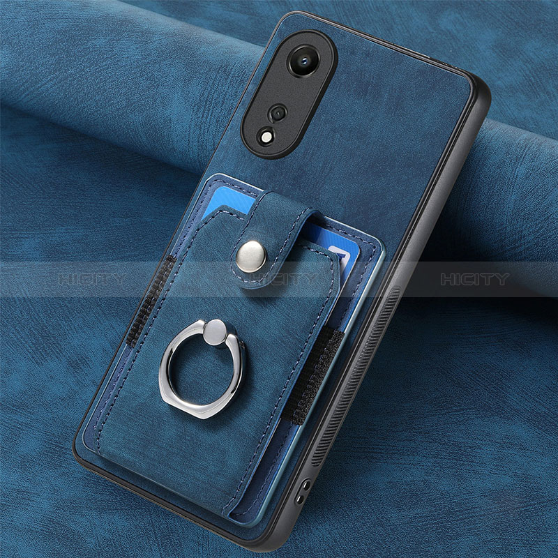 Custodia Silicone Morbida In Pelle Cover SD1 per Oppo A58 5G Blu