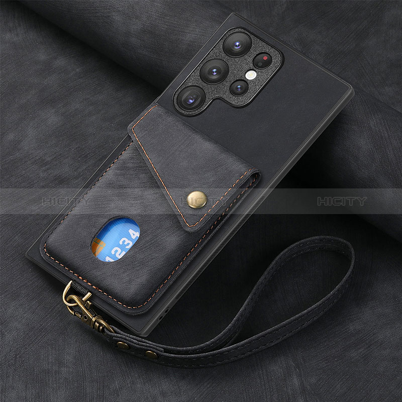 Custodia Silicone Morbida In Pelle Cover SD1 per Samsung Galaxy S23 Ultra 5G Nero