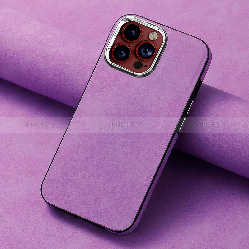 Custodia Silicone Morbida In Pelle Cover SD13 per Apple iPhone 13 Pro Lavanda