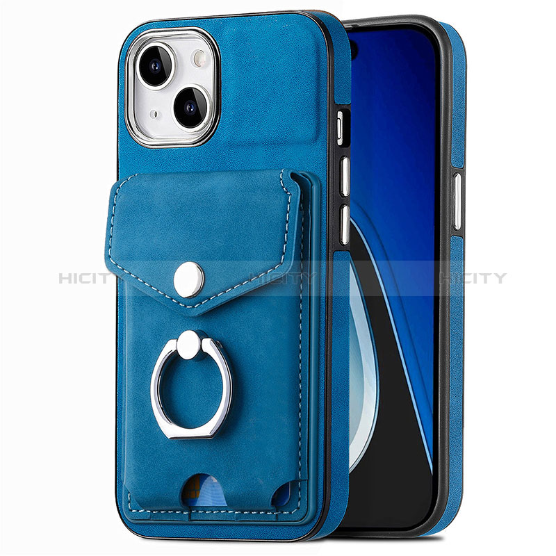 Custodia Silicone Morbida In Pelle Cover SD16 per Apple iPhone 13 Blu