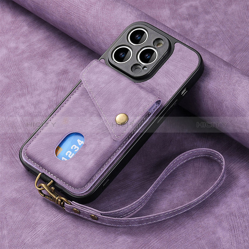 Custodia Silicone Morbida In Pelle Cover SD4 per Apple iPhone 13 Pro Lavanda