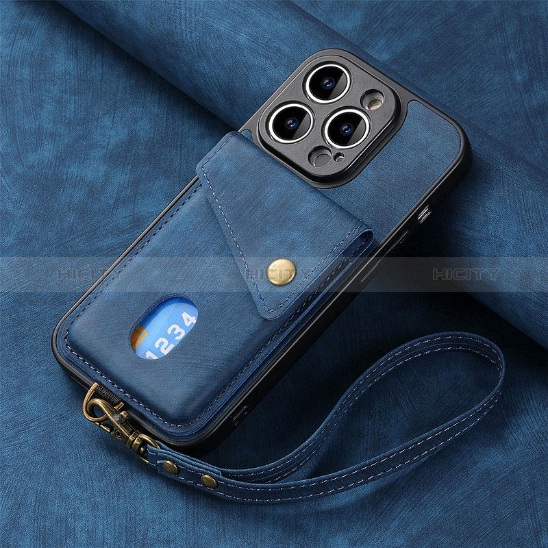 Custodia Silicone Morbida In Pelle Cover SD4 per Apple iPhone 13 Pro Max Blu
