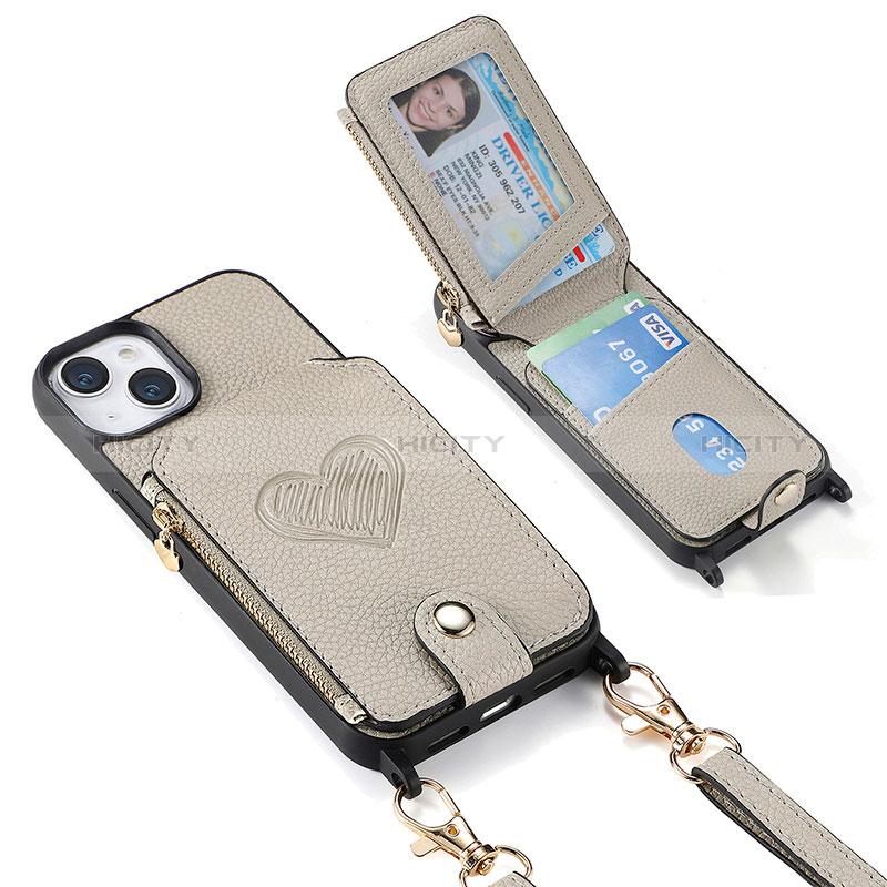 Custodia Silicone Morbida In Pelle Cover SD5 per Apple iPhone 14 Plus Grigio