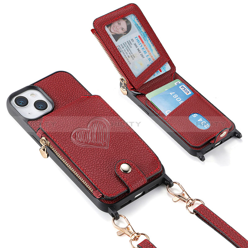 Custodia Silicone Morbida In Pelle Cover SD5 per Apple iPhone 14 Plus Rosso