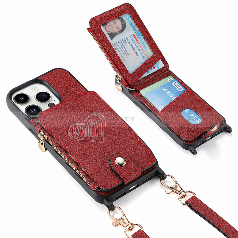 Custodia Silicone Morbida In Pelle Cover SD6 per Apple iPhone 13 Pro Rosso