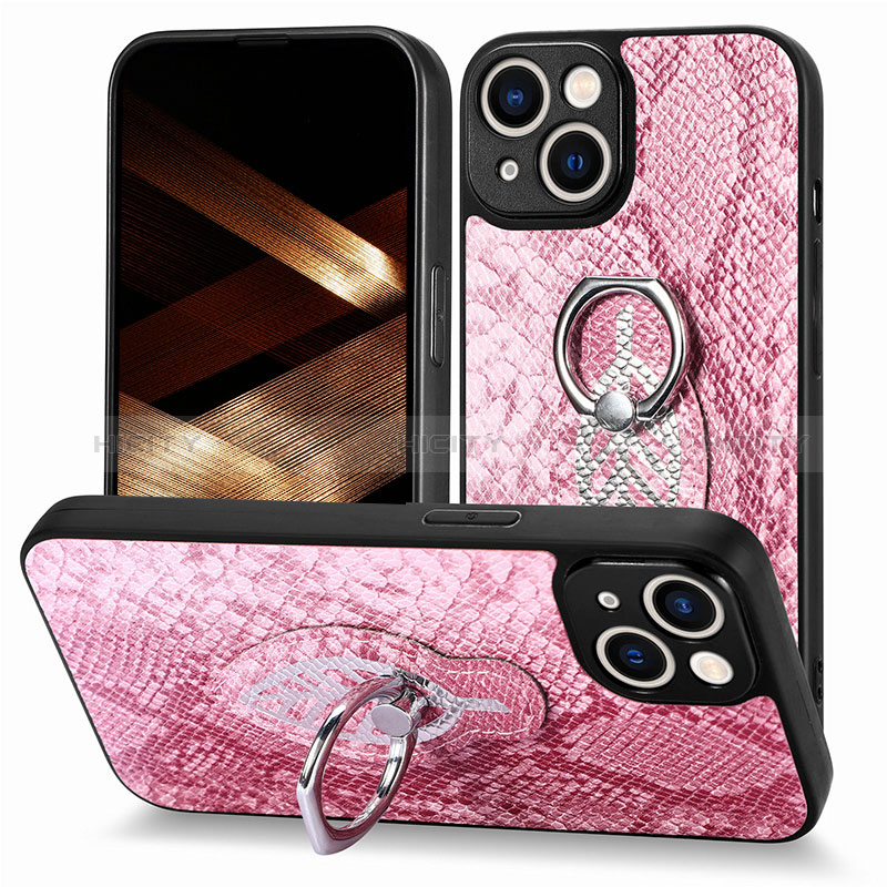 Custodia Silicone Morbida In Pelle Cover SD6 per Apple iPhone 14 Plus Rosa Caldo