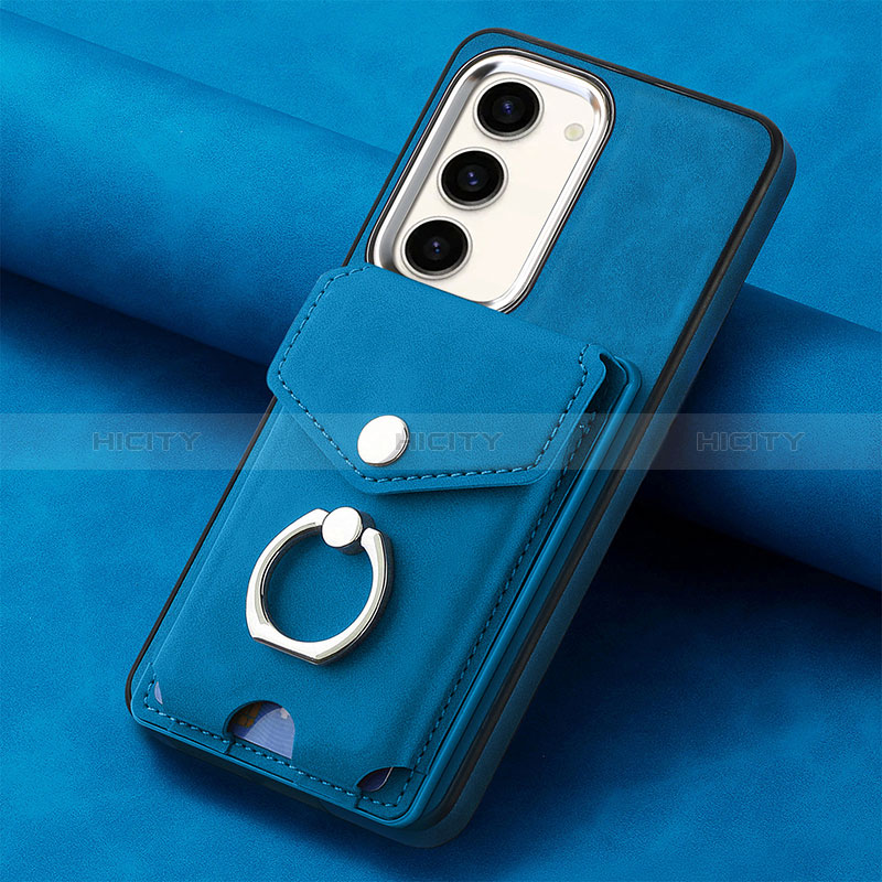 Custodia Silicone Morbida In Pelle Cover SD6 per Samsung Galaxy S22 5G Blu