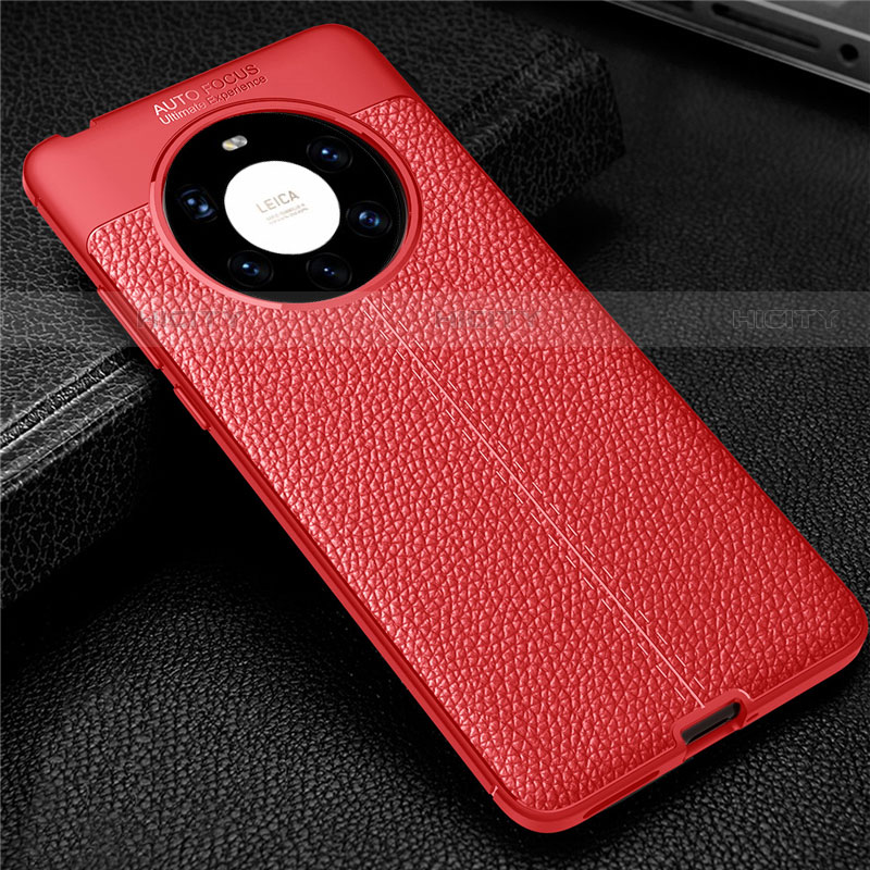 Custodia Silicone Morbida In Pelle Cover U01 per Huawei Mate 40 Pro+ Plus Rosso