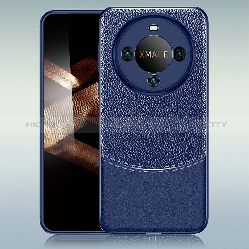 Custodia Silicone Morbida In Pelle Cover WL1 per Huawei Mate 60 Pro+ Plus Blu