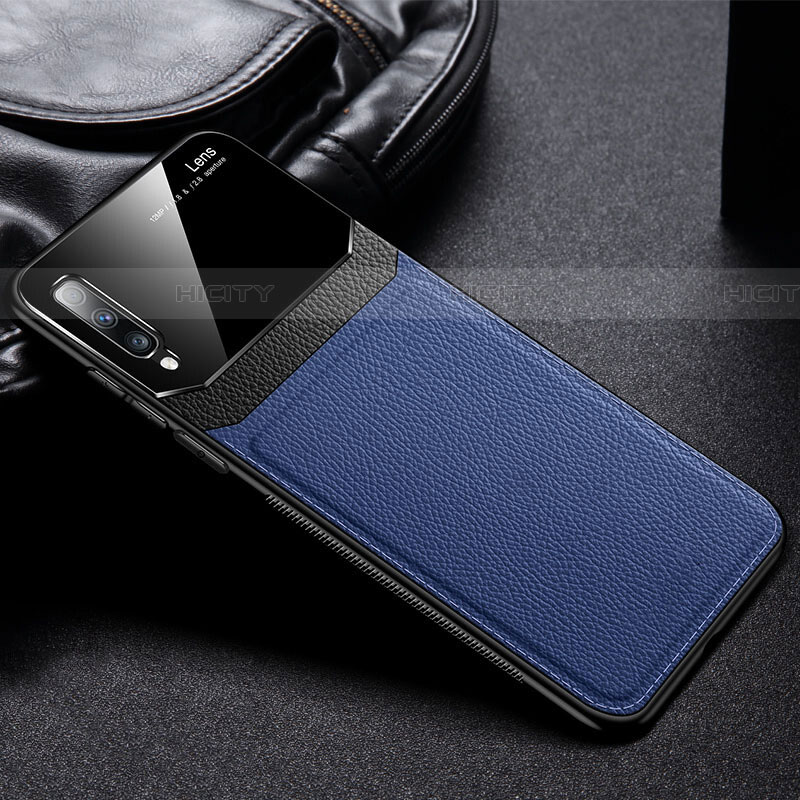 Custodia Silicone Morbida In Pelle Cover Z01 per Samsung Galaxy A70 Blu