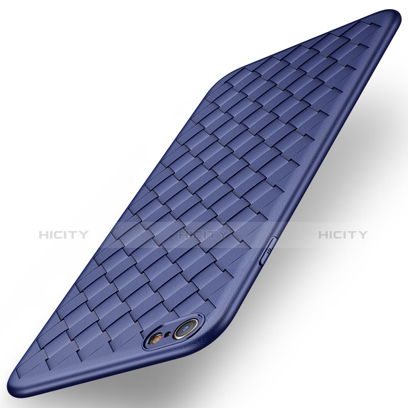 Custodia Silicone Morbida In Pelle per Apple iPhone 6S Blu