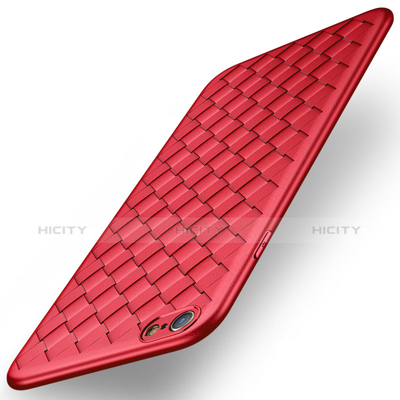 Custodia Silicone Morbida In Pelle per Apple iPhone 6S Rosso
