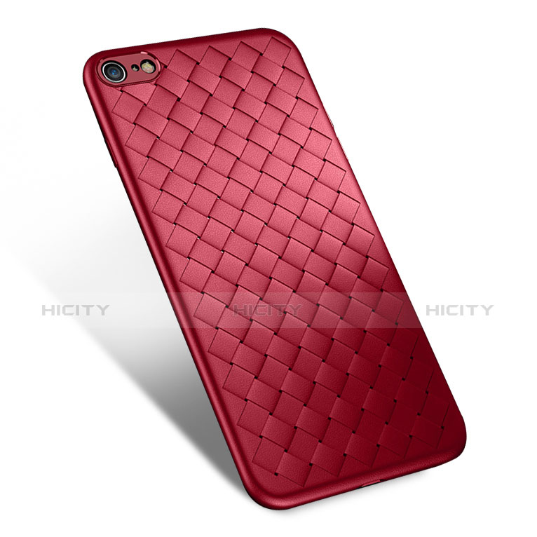 Custodia Silicone Morbida In Pelle per Apple iPhone 6S Rosso