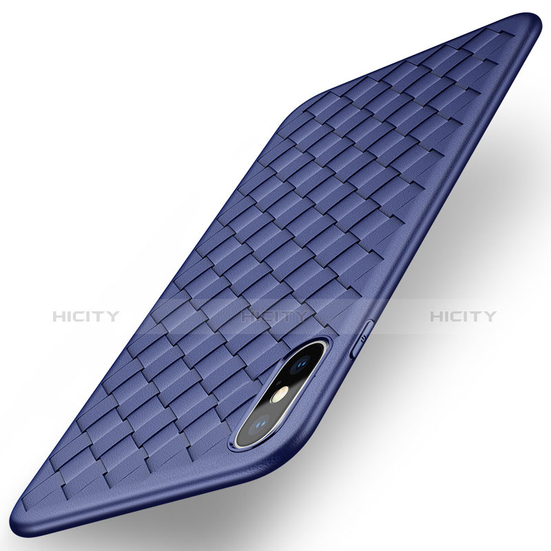 Custodia Silicone Morbida In Pelle per Apple iPhone Xs Blu