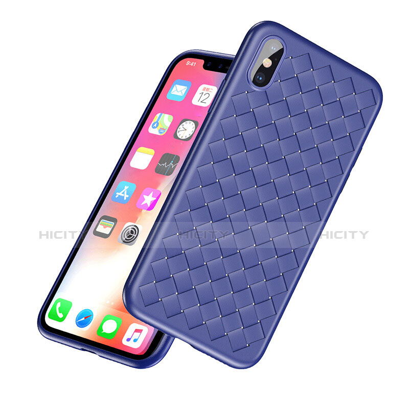 Custodia Silicone Morbida In Pelle per Apple iPhone Xs Blu