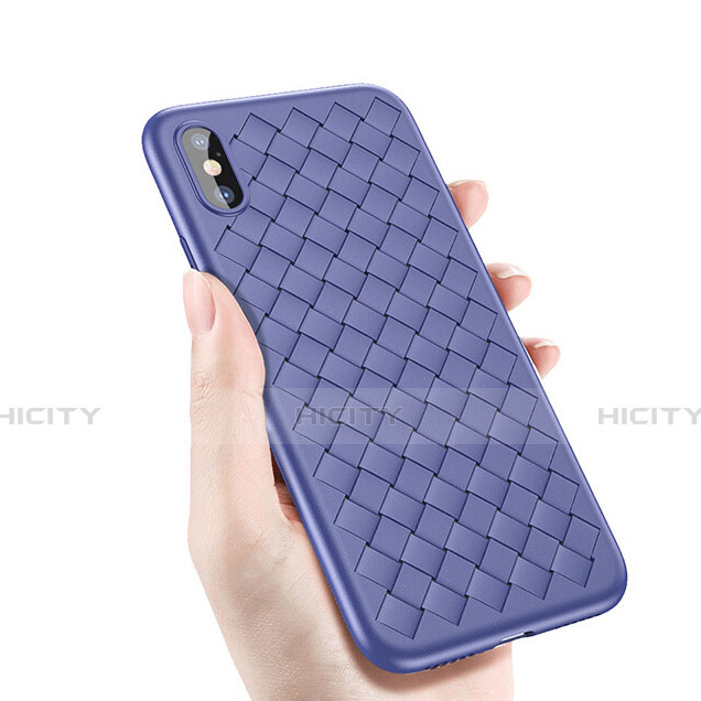 Custodia Silicone Morbida In Pelle per Apple iPhone Xs Max Blu