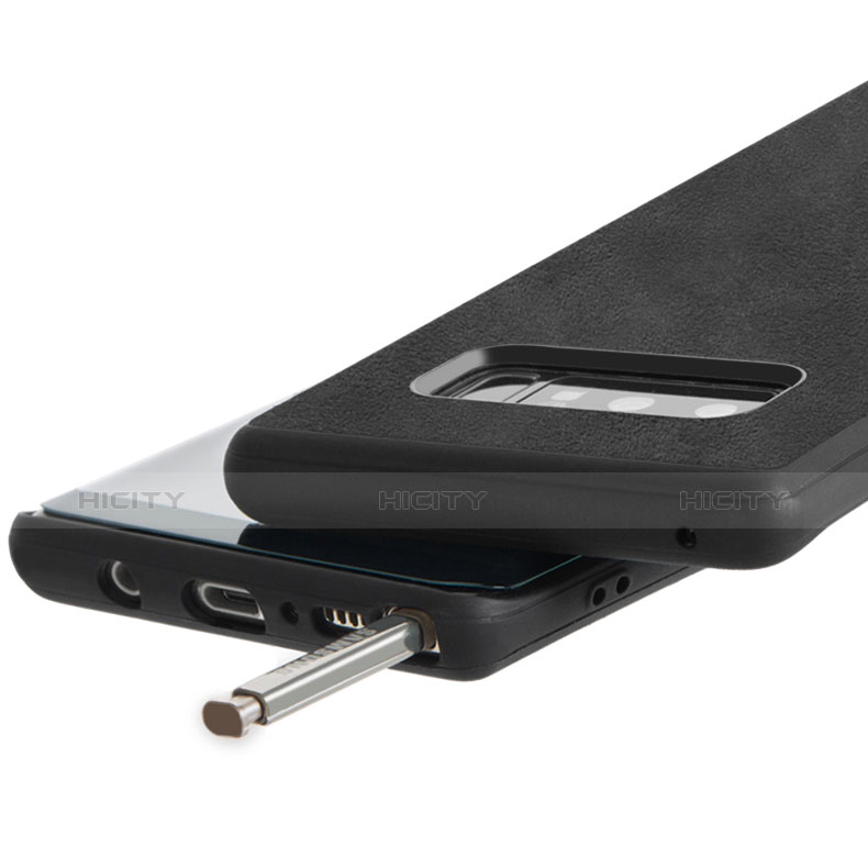 Custodia Silicone Morbida In Pelle Q01 per Samsung Galaxy Note 8 Nero