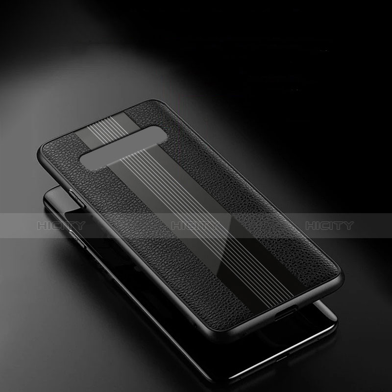 Custodia Silicone Morbida In Pelle Q01 per Samsung Galaxy S10 Nero