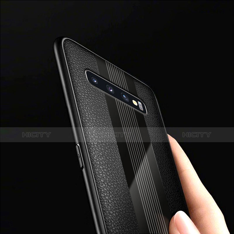 Custodia Silicone Morbida In Pelle Q01 per Samsung Galaxy S10 Plus Nero