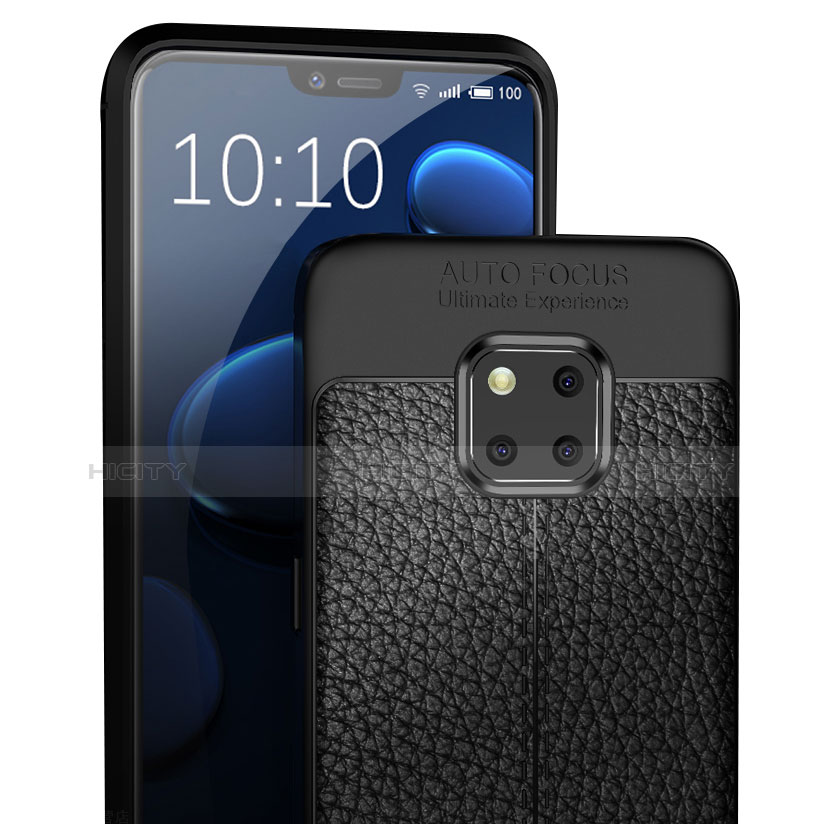 Custodia Silicone Morbida In Pelle W01 per Huawei Mate 20 Pro Nero