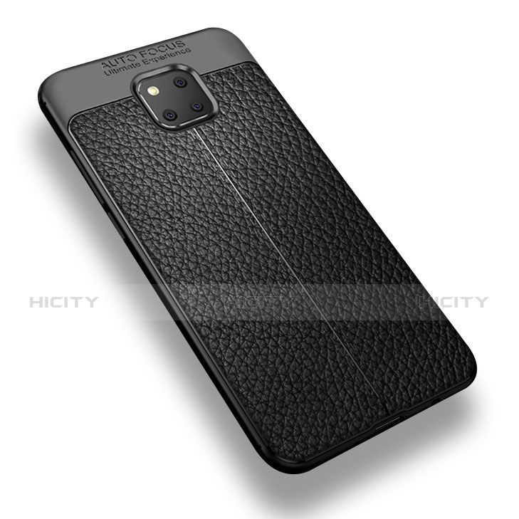 Custodia Silicone Morbida In Pelle W01 per Huawei Mate 20 Pro Nero