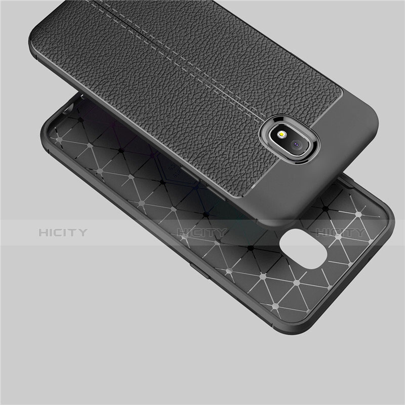 Custodia Silicone Morbida In Pelle W01 per Samsung Galaxy J7 (2018) J737 Nero