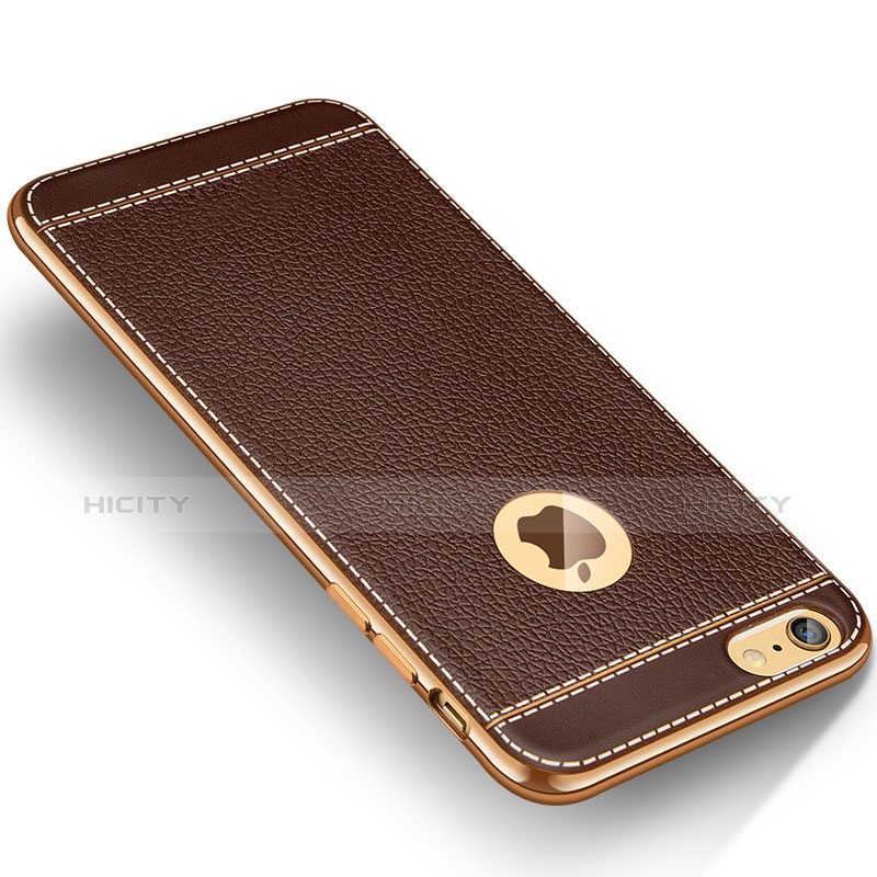 Custodia Silicone Morbida In Pelle W02 per Apple iPhone 6 Marrone