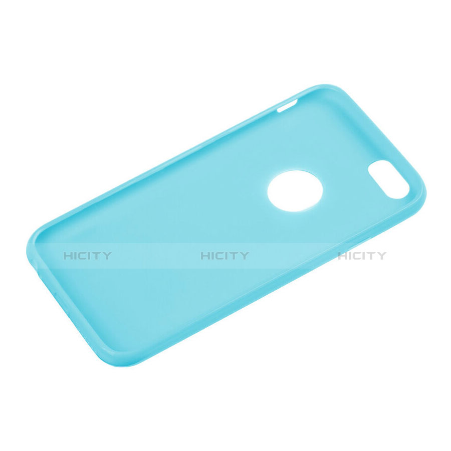 Custodia Silicone Morbida Lucido con Foro per Apple iPhone 6S Cielo Blu